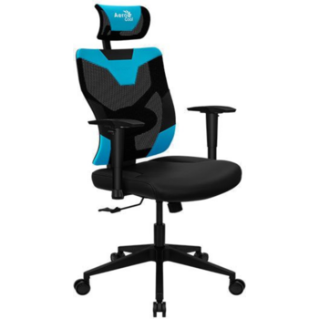 Кресло игровое Aerocool Guardian черный/голубой сиденье черный эко.кожа/сетка крестов. нейлон