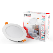 Светильник Gauss Elementary Downlight 5Вт 4000K белый круглый (9100420205)