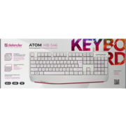 Defender Проводная клавиатура Atom HB-546 RU,белый,104+FN,1.8м