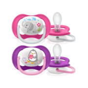Соска-пустышка Philips Avent SCF080/08 Слон/Пингвин, 6-18 мес, 2 шт, для девочек
