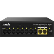 Коммутатор Коммутатор/ Tenda SG110PC Коммутатор неуправляемый PoE, 10 портов, 10x1 Гбит/с, PoE 8х30 Вт, 2хUplink, настольный