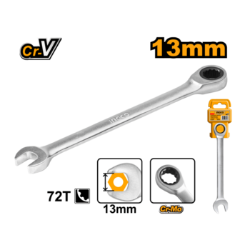 Комбинированный трещоточный ключ 13 мм INGCO HCSPAR131 INDUSTRIAL
