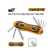 Набор шестигранных ключей Torx Ingco HHK14083,T9-T40, CR-V, Пластиковая ручка