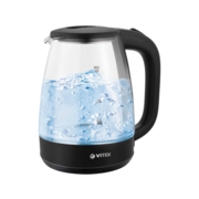 Чайник электрический Vitek VT-7004 1.8л. 1850Вт прозрачный/черный корпус: стекло/пластик