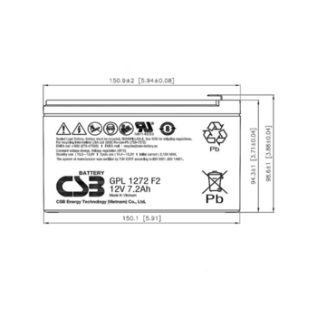 Батарея для ИБП CSB GPL1272 F2 FR 12В 7.2Ач