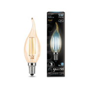 Лампа филам. Gauss Filament 5Вт цок.:E14 свеча 220B 4100K св.свеч.бел.нейт. (упак.:1шт) (104801805)