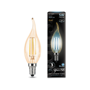 Лампа филам. Gauss Filament 5Вт цок.:E14 свеча 220B 4100K св.свеч.бел.нейт. (упак.:1шт) (104801805)