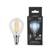 Лампа филам. Gauss Filament 5Вт цок.:E14 свеча 220B 4100K св.свеч.бел.нейт. (упак.:1шт) (105801205)
