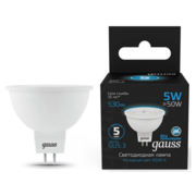 Лампа светодиодная Gauss 101505305 5Вт цок.:GU5.3 рефлек. 220B 6500K св.свеч.бел.хол. (упак.:10шт)