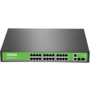 Коммутатор Digma DSP224F-2C-R400 DSP224F-2C-R400 V1 (L2) 24x100Мбит/с 2xКомбо(1000BASE-T/SFP) 24PoE 24PoE+ 400W неуправляемый