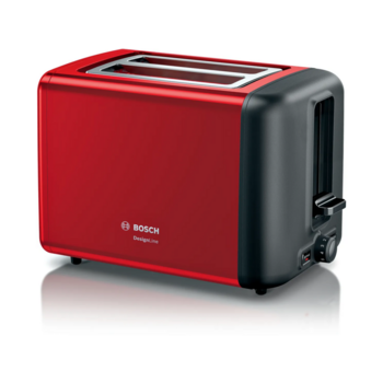 Тостер BOSCH Тостер BOSCH/ мощность 970Вт, отделений- 2, бесступенчатый терморегулятор, подогревание булочек, лоток для крошек, автоцентрирование тостов, цвет красный/черный