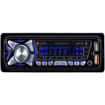 Автомагнитола Digma MCP-455 1DIN 4x50Вт v5.0 USB 2.0 AUX 4 ПДУ