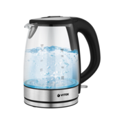 Чайник электрический Vitek VT-1180 1.7л. 2200Вт серебристый/черный корпус: стекло/пластик