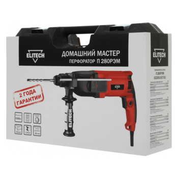 Перфоратор Elitech П 280РЭМ патрон:SDS-plus уд.:2.8Дж 1000Вт (кейс в комплекте)