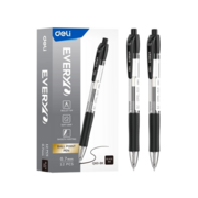 Ручка шариков. автоматическая Deli EveryU EQ60-BK прозрачный/черный d=0.7мм черн. черн. пулевидный пиш. наконечник кругл. резин. манжета