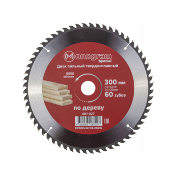 Диск пильный по дер. Monogram 087-027 d=300мм d(посад.)=32мм (циркулярные пилы) (упак.:1шт)