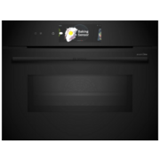 Встраиваемая электрическая духовка BOSCH Accent line. Компактная духовка с микроволновой печью и 22 типами нагрева, 45.5x59.5x54.8 см, 45л, дисплей,инвертор,SoftClose и SoftOpen, Bosch Assist, черный. Телескопические направляющие 1 уровень,пиролитическая
