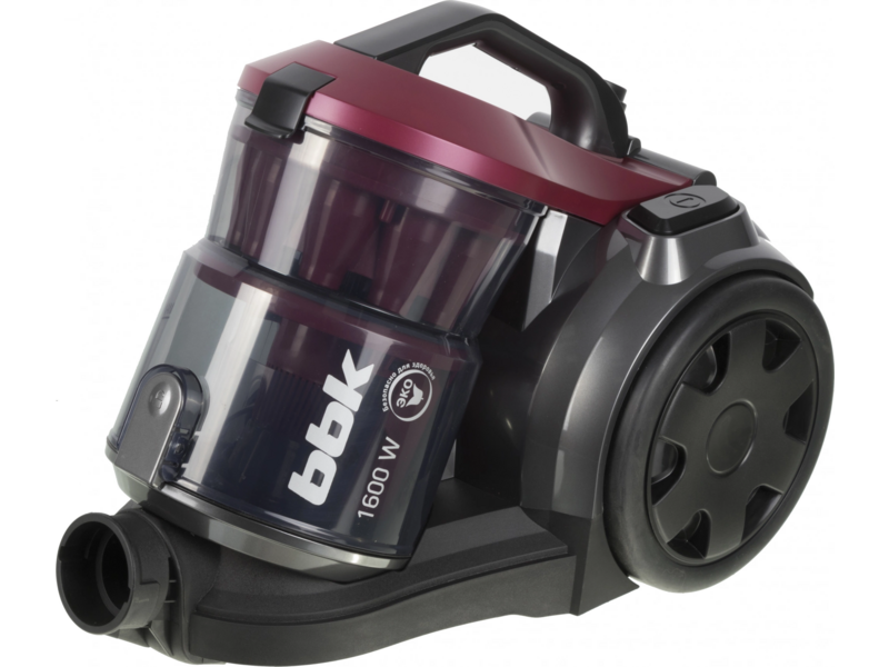Пылесос BBK BV1502 (B/DC) black (Мощность 300/1600 Вт, Циклонный фильтр, Объем пылесборника 2л) (BV1502 (B/DC))