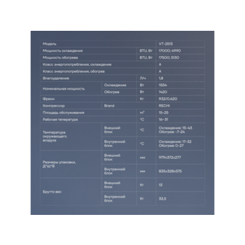 Сплит-система Vitek VT-2513 белый