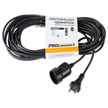 Удлинитель силовой PROconnect PROc-Uc (11-7114) 2x0.75кв.мм 1розет. 10м ПВС 6A без катушки черный