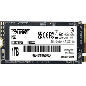 твёрдотельный накопитель Patriot SSD P320 1TB M.2 2280 NVMe PCIe 3.0 x4 R3000/W2200 TBW 480TB 3D NAND