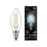 Лампа филам. Gauss Filament 5Вт цок.:E14 свеча 220B 4100K св.свеч.бел.нейт. (упак.:1шт) (103801205)