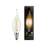 Лампа филам. Gauss Filament 11Вт цок.:E14 свеча 220B св.свеч.бел.теп. CF35 (упак.:10шт) (104801111)