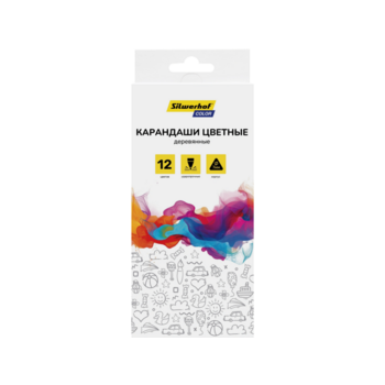 Карандаши цв. Silwerhof Color 2.65мм трехгран. дерево ассорти 12цв. коробка/европод.