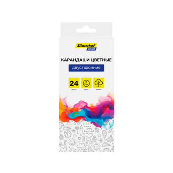 Карандаши цв. Silwerhof Color двухцвет. 2.8мм кругл. дерево ассорти 24цв. коробка/европод. (12шт)
