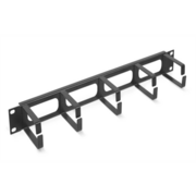 Cabeus JB08-1U-BK Кабельный органайзер горизонтальный 19" 1U, 5 колец, металлический, цвет черный (RAL9004)
