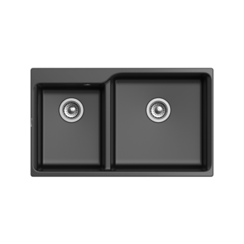 Кухонная мойка RIVELATO RIVELATO Мойка AXEL 90D 2-чаши 870*520мм, монтаж: врезной, материал: кварц, цвет: антрацит