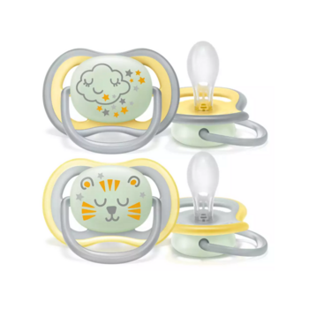 Пустышка Philips Пустышка Philips/ Пустышка для мальчиков Philips Avent ultra air night SCF376/01, с футляром для хранения и стерилизации, 2 шт, 18+ мес