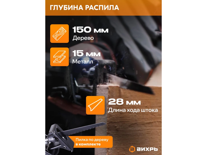 Сабельная пила Вихрь ПС-900Э 900Вт 2800ход/мин (72/25/1)