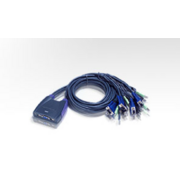 ATEN CS64U (CS64UZ-AT) Переключатель, электрон., KVM+Audio, 1 user USB+VGA => 4 cpu USB+VGA, со встр.шнурами USB 4x1.2м., 2048x1536, настол., исп.стандарт.шнуры, без OSD, некаскад. (1.8м)
