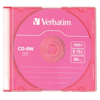 Verbatim Диски CD-RW 8-12x 700Mb 80min (Slim Case, 5 шт.) [43167]