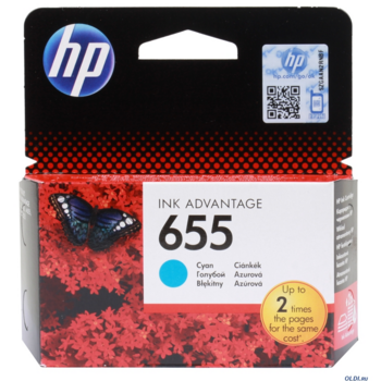 Картридж струйный HP 655 CZ110AE голубой (600стр.) для HP DJ IA 3525/4615/4625/5525/6525