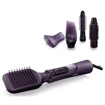 Прибор для укладки волос Philips Прибор для укладки волос Philips/ Фен-щётка, 1000 Вт, керам.покрытие, ThermoProtect (57С), ионизация, 5 насадок