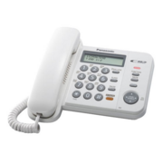 Телефон Panasonic KX-TS2358RUW (белый) {АОН,Caller ID,ЖКД,блокировка набора,выключение микрофона,кнопка "пауза"}